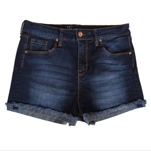 Nobo No Boundaries High Rise Distressed Frayed Cuff Jean Shortie Shorts 13 Blue